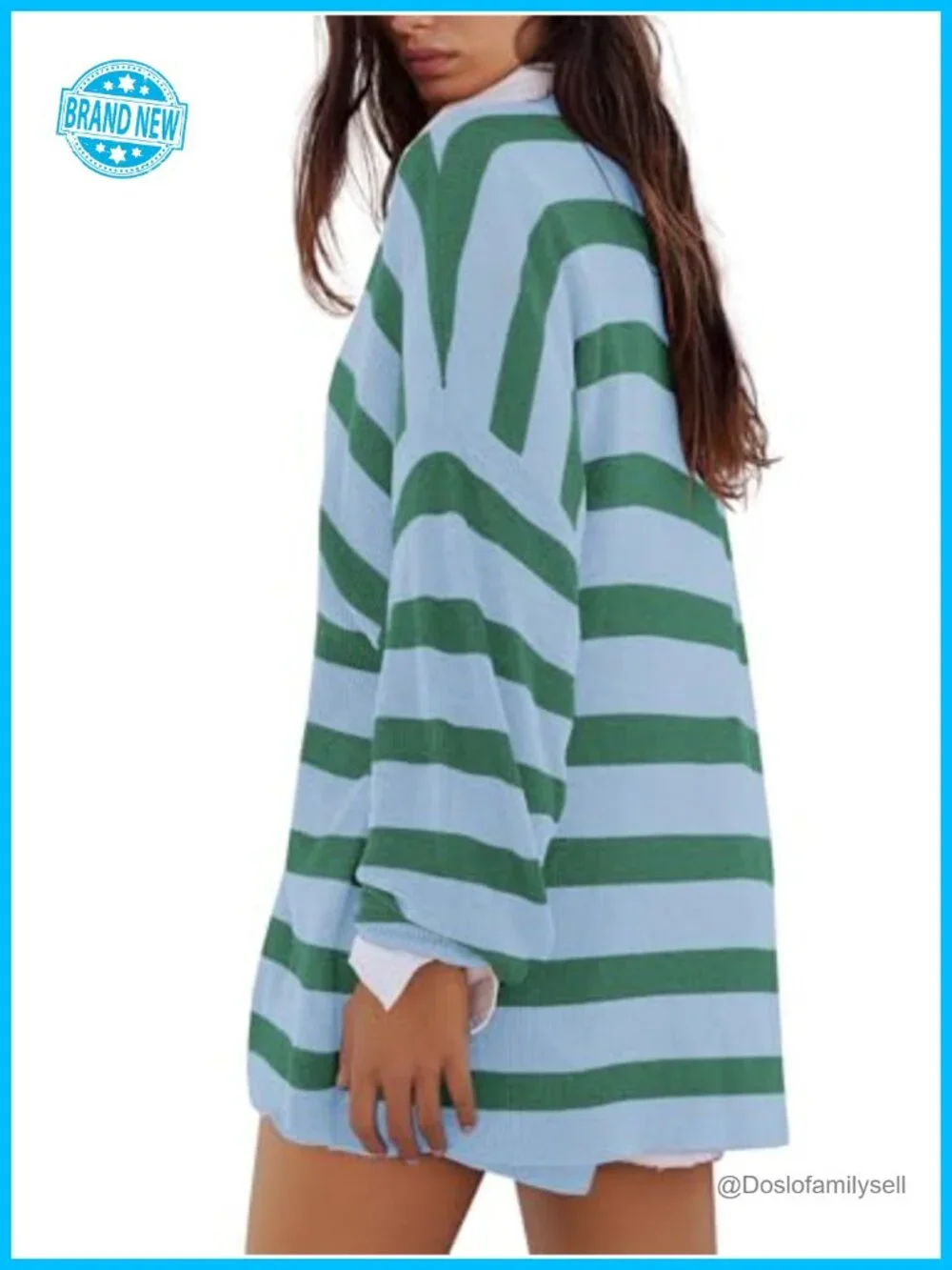 Matching Pajama Set Lounge Set Sweater Top and Shorts 2 Piece Striped